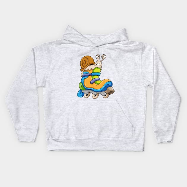 Snail as Inline skater with Inline skates Wheels Kids Hoodie by Markus Schnabel